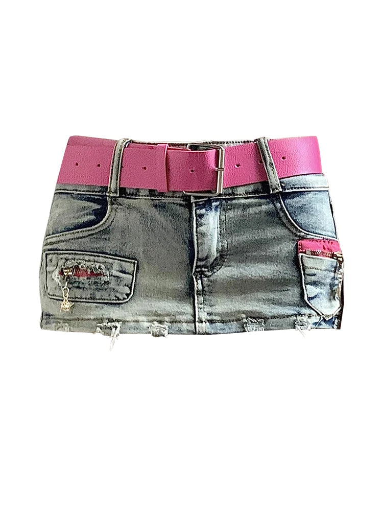 Pop Girl A-line Y2k Denim Mini Skirt