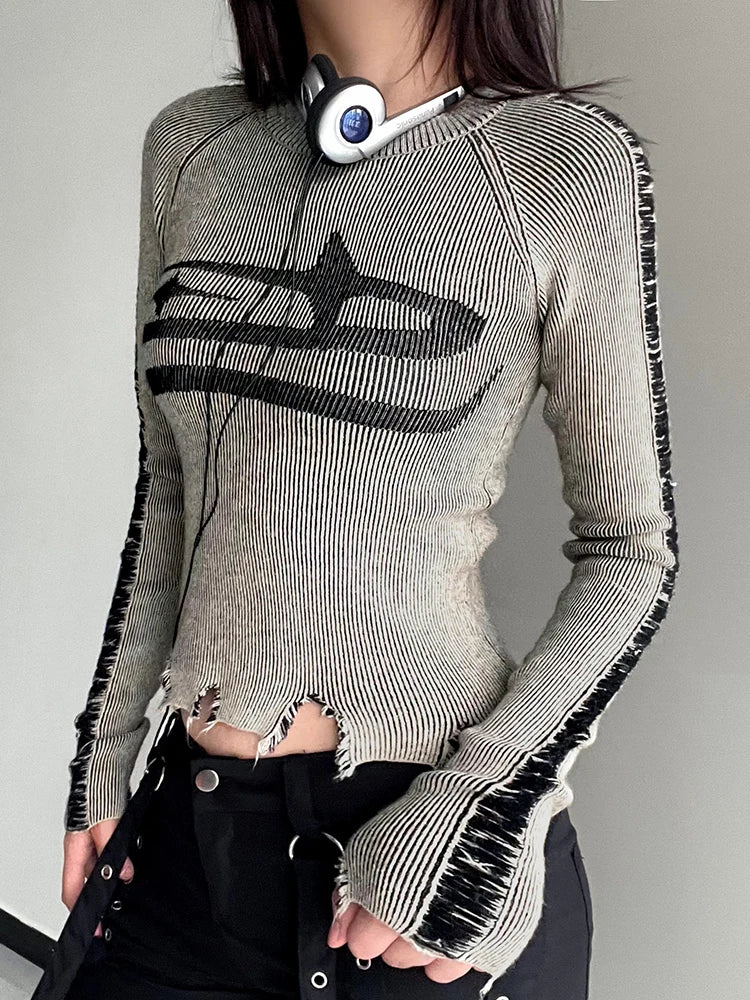 Ripped Long Sleeve Sweater